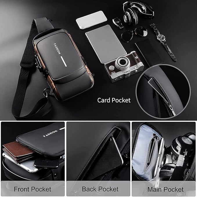 Crossbody Sling Bag for Men Women,with Waterproof and USB Charging