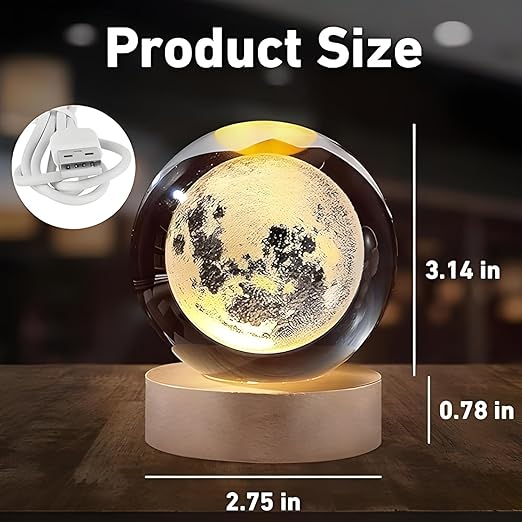 3D Crystal Moon Lamp (Warm White)