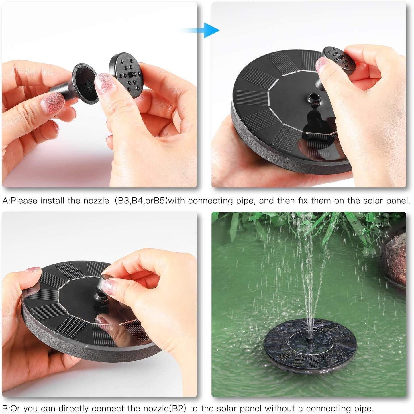 Fountain Solar Power Floating Water Pump for Pool Pond Garden and Patio Plants