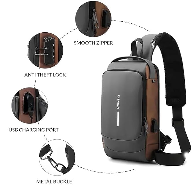 Crossbody Sling Bag for Men Women,with Waterproof and USB Charging