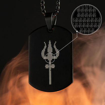 Shiv Trishul MicroCarved Tag Necklace