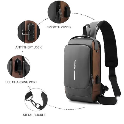 Crossbody Sling Bag for Men Women,with Waterproof and USB Charging